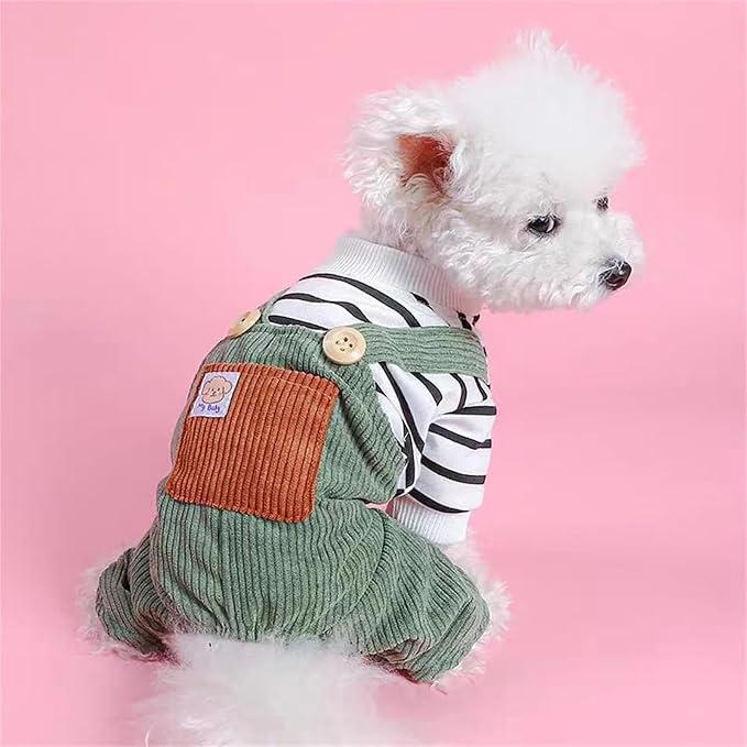 Dog Comfortable Soft Overalls Dog One-Piece Bear Outfit Puppy Cute Sweater Shirt Corduroy Pants Pet Stylish Summer Spring Clothes for Small Dogs Chihuahua Dachshund Daily Holiday Jumpsuit Costume