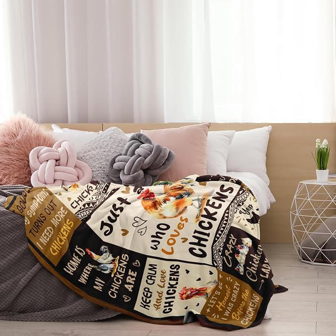 Chicken Gifts for Women Blanket 50"x60", Chicken Lovers Gift Ideas | Funny Chicken Themed Gifts/Decor/Items/Stuff, Just A Girl Who Loves Chickens Blanket for Birthday/Christmas