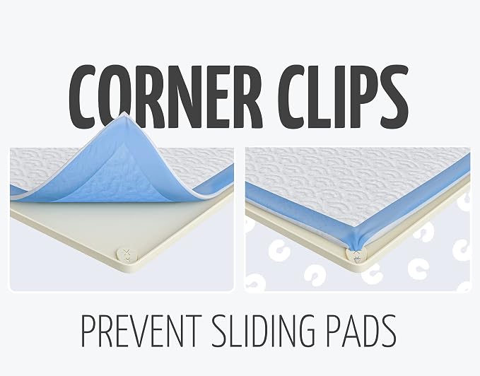 Dog Pee Pad Holder Tray Fits for 30” x 23” Pee Pads - 2 Pack - Beige | Corner Lock Holes, Raised Edges, Non-Spill, Easy to Clean Silicone Dog Potty Tray Holder, For Indoor Floor Protection