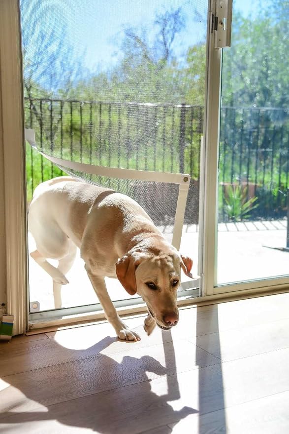 Custom Sliding Door Pet Door Screen Kit | For Existing Patio Screen Doors | Pet-Friendly Entrance for Dogs & Cats | Kit Only, Does Not Include Screen | Plus Extra White Tape, Magnetic Closures