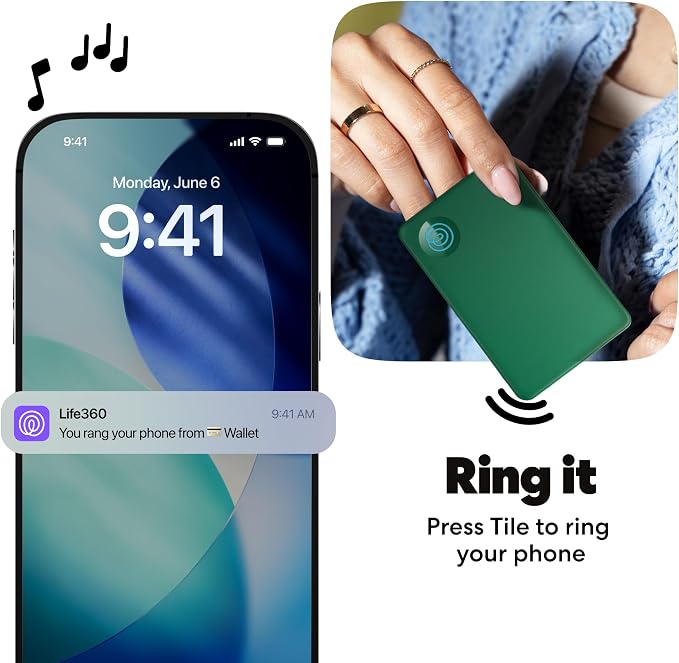 Life360 Tile Slim - Wallet Finder, Bluetooth Tracker and Item Locator for Luggage Tags, Passports and More. Both iOS and Android Compatible. Phone Finder. 1-Pack (Green Surf)