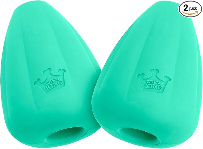 Chew King by Mammoth Premium Treat Dispensing Dog Toy, Durable Natural Rubber Chew Toy, Safety Air Vent, Interactive Enrichment Toy for Aggressive Chewers, XL - For Dogs 40-75lbs - Pack of 2 - Teal