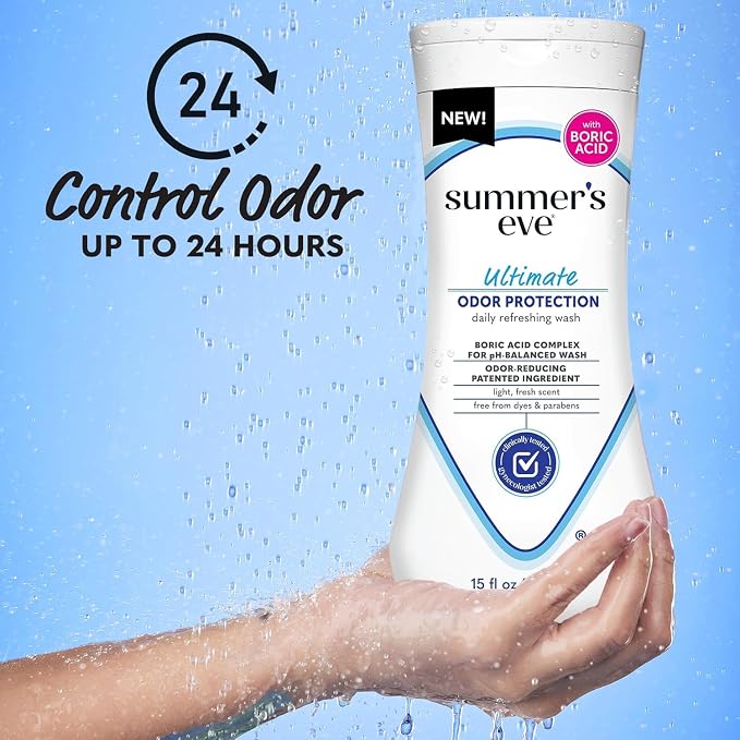 Bundle of Summer's Eve Ultimate Odor Protection Daily Feminine Wash, 15 Fl Oz + Daily Feminine Wipes, Resealable Pack, 32 Body Wipes