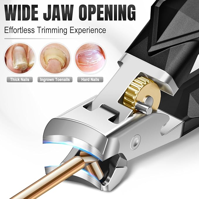 Toenail Clippers for Thick Toenails, Nail Clippers for Men with Wide Jaw Opening, Heavy Duty Ingrown Toe Nail Clippers with Long Handle for Seniors, Large Nail Cutter Set Gifts for Men Women