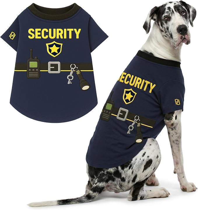 Parisian Pet Dog Security Woofficer Shirt - Embroidered Pet Vest - 100% Cotton & Polyester Doggy Shirt - Lightweight Pet Clothes - Sleeved Puppy Costume - Funny Shirts for Large Dogs - 5XL