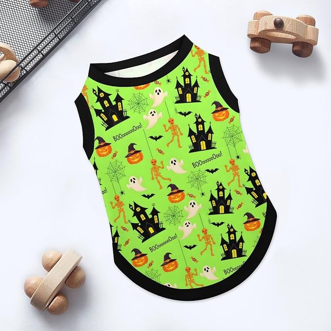 Halloween Pet Vest Horror Castle Pet Shirts Large | skeleton boo Dog Shirt Vest cute pet Sleeveless Vests Ice Silk Dog T-Shirts holiday Dog Clothes Halloween Canine Wear
