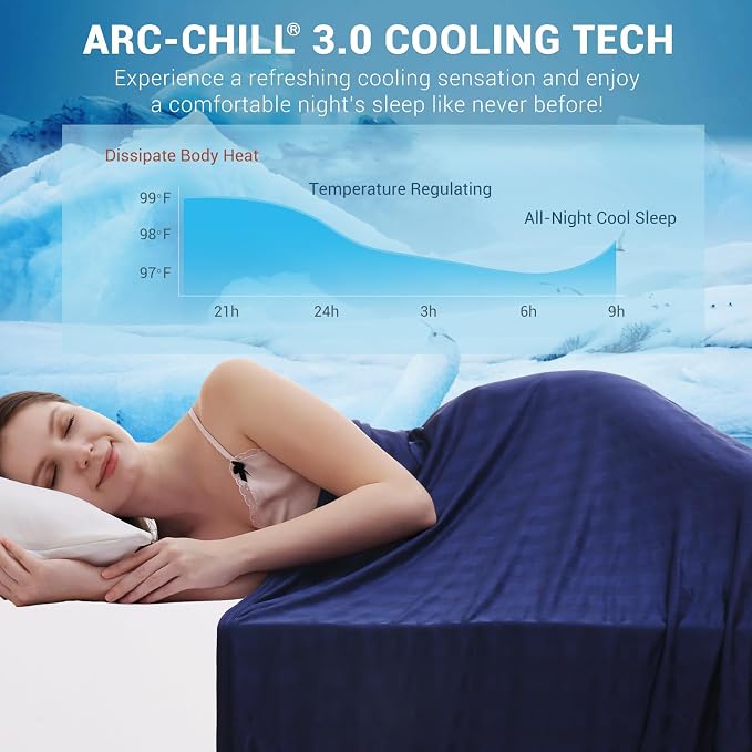 Elegear Cooling Blanket for Hot Sleepers, One-Way Moisture Flow, Queen | Arc-Chill® 3.0 Q-Max>0.5 Cooling Fabric with One-way Moisture Flow Helps Keep Skin Cool & Dry & Breathable, No Sticky Feeling