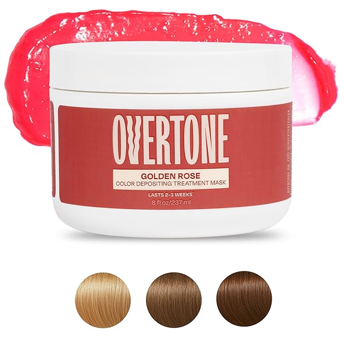 Overtone Semi Permanent Hair Color Conditioner, Golden Rose, 8 oz, Nourishing, Damage-Free, Color Depositing Mask for All Hair Types with Shea Butter & Coconut Oil, Vegan & Cruelty-Free
