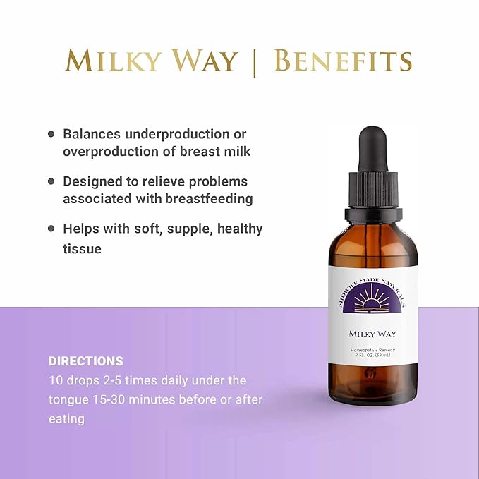 Milky Way from Midwife Made Naturals-All Natural Homeopathic Remedy Drops for Breastfeeding. Non-Toxic, Non-GMO,2 FL.OZ. Gotas Homeopaticas Para Amamantar