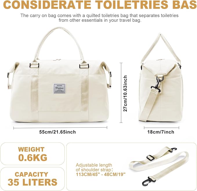 Travel Duffel Bag, Carry On Overnight Weekender Bags for Women | Travel Bag with Wet Pocket & Trolley Sleeve, For Spirit Airlines 18x14x8 Personal Item Bag