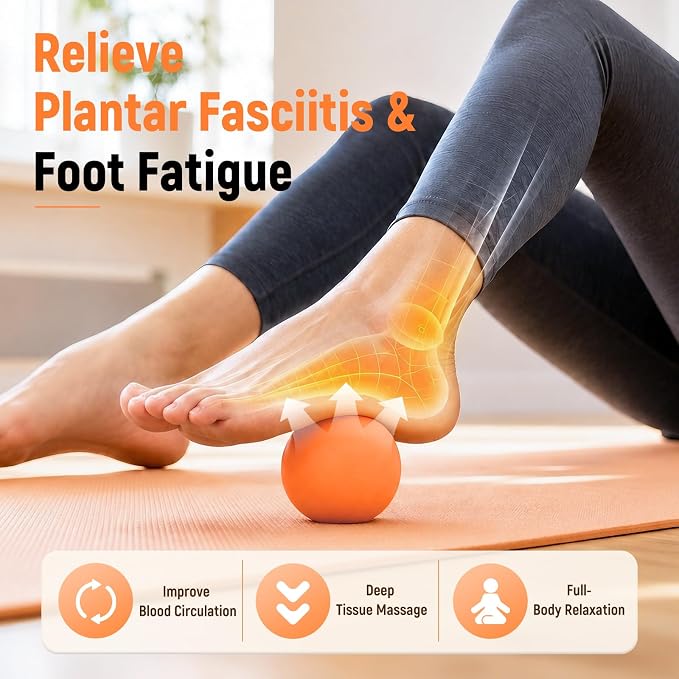 Massage Ball Lacrosse Ball for Myofascial Release, Massage Deep Tissue for Back, Neck, Foot Trigger Point Therapy, Full Body Muscle Knots, Relieving Muscle Pain (Orange)