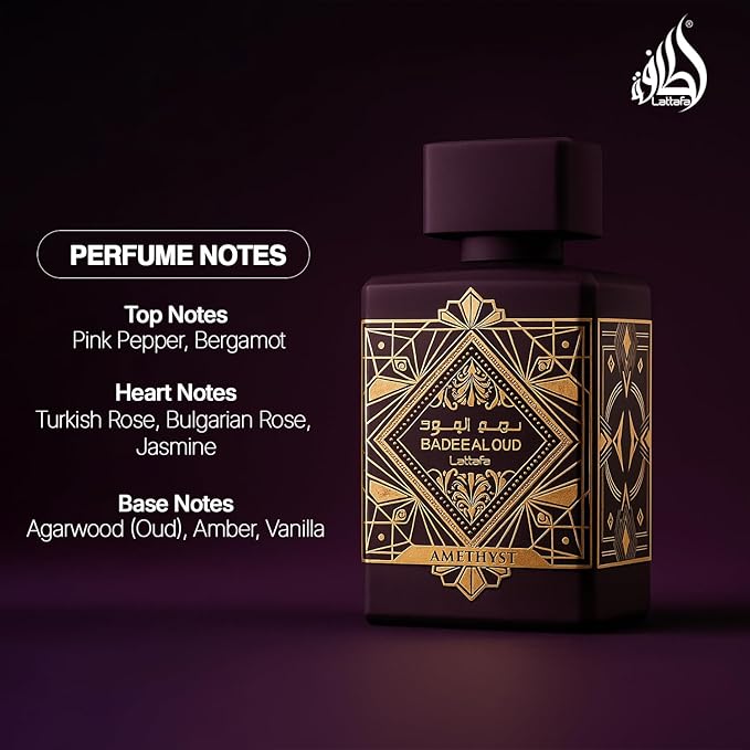 Lattafa Bade'e Al Oud Amethyst for Unisex Eau de Parfum Spray, 3.4 Ounce / 100 Ml