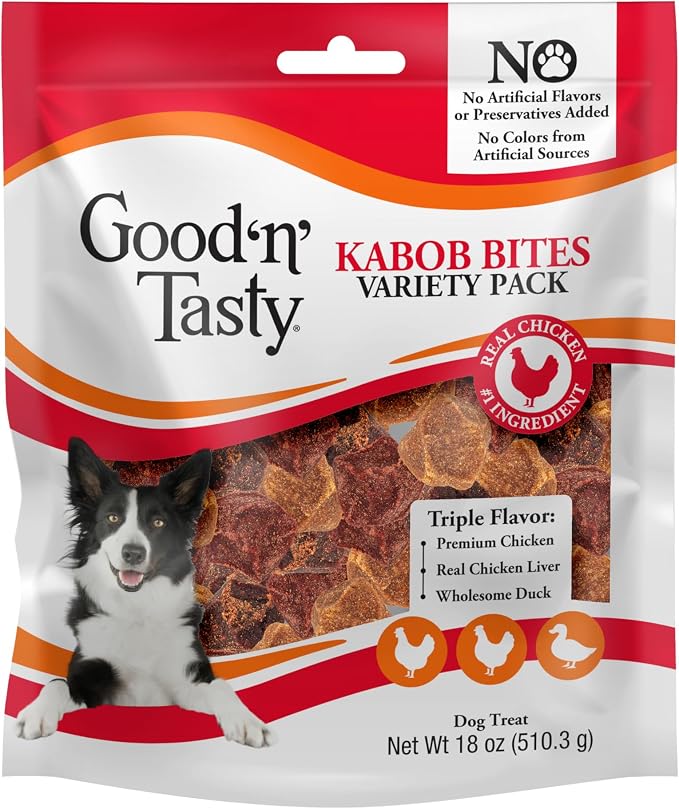 Good 'n' Tasty Kabob Bites Soft & Chewy Dog Treat with Real Protein, 18 oz | Premium Chicken, Duck and Chicken Liver, Bite-Size Treat for Quick Rewards, No Artificial Flavors or Colors, For Adult Dogs