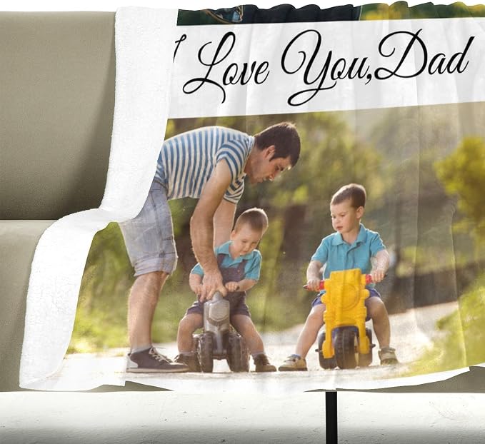 inkArts Personalized Blanket, Custom Blanket with Photo, Customized Picture Blankets, Custom Photo Blankets, Personalized Fathers Day Blanket Gifts for Dad Baby Kid Family