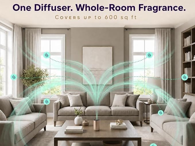 Waterless Essential Oil Diffuser Starter Kit with 15ml French Lavender Oil - Rechargeable Cordless Aromatherapy Machine for Home Bedroom Car Office Travel - 3 Mist Levels - 4 Timer - 24-Hour Battery