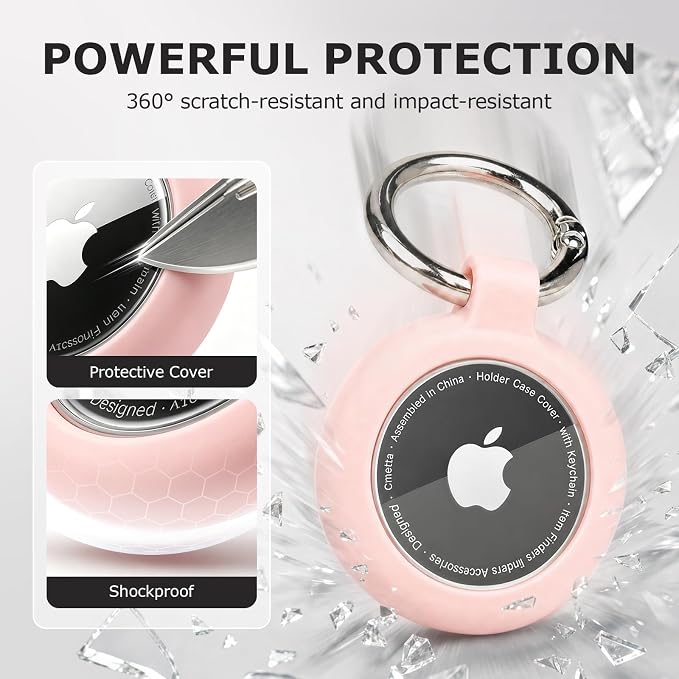 Soft TPU Keychain Holder Case for AirTag, White | Protective Clear Cover, Scratch-Resistant, For Keys, Luggage, Backpack, Pet Collar, Kids