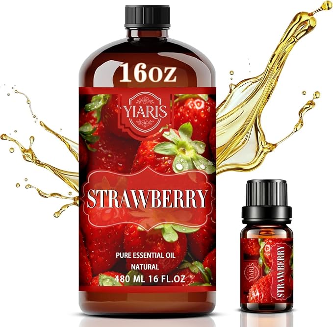Strawberry Essential Oil -YIARIS Strawberry Essential Oil-16.33 Fl Oz, Pure and Natural Fragrance Oil for Aroma Diffuser,Home Fragrance,Bath,Spa,Hair Care,Cleaning,Yoga,DIY Candle