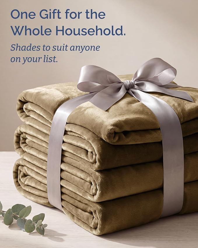 Ultra Soft Fleece Blanket Oversized King Size - Flannel Fleece Luxury Blanket - Lightweight for Couch Bed Chair - Thick, Warm and Breathable - All Season Cozy, Camel