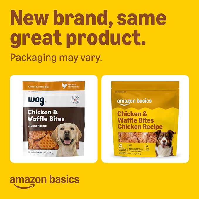 Amazon Basics Dog Treats Chicken and Waffle Bites 12oz (Previously Wag)