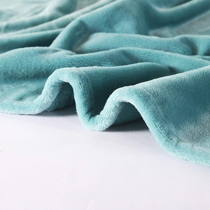TASTHROW Large Flannel Fleece Throw Blanket, 60×80 Inch - Bluishgreen | Cozy Lightweight Thick Blanket - All Seasons Suitable for Women, Men and Kids