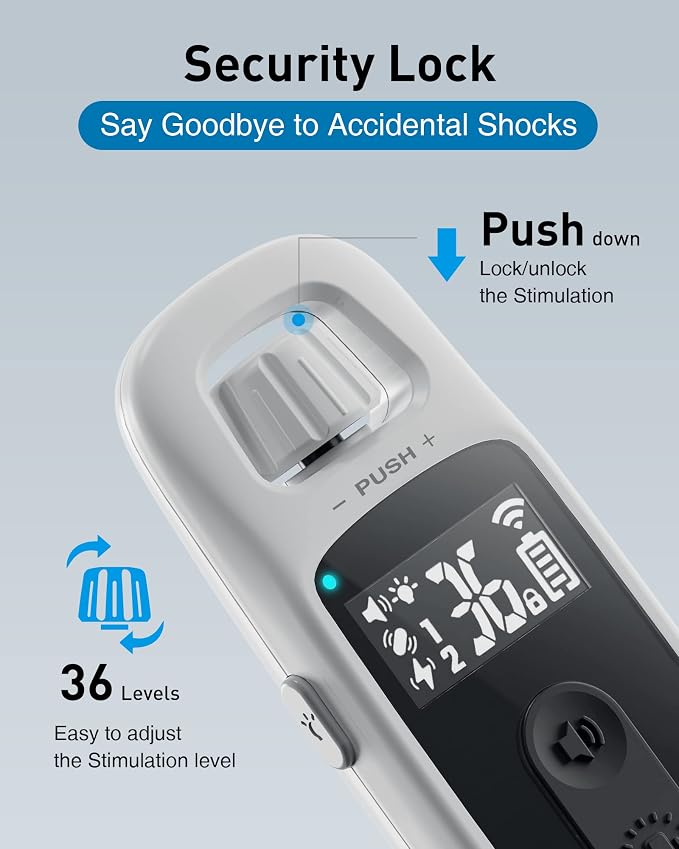ABBIDOT Shock Collar for Dogs, 3300 FT Dog Training Collar with Remote, IPX7 Waterproof with 4 Training Modes, Rechargeable E-Collar for All Breeds (15-120 lbs) (Light Blue, 1 Collar)