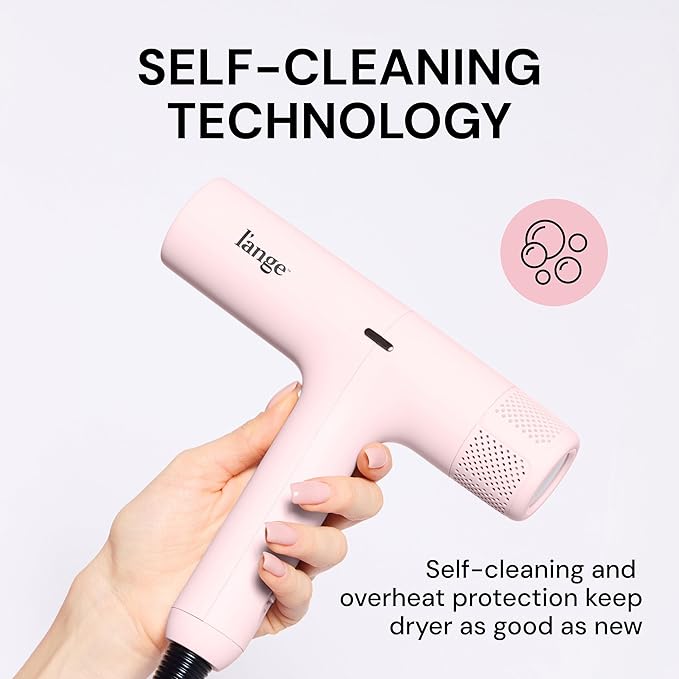 L'ANGE HAIR HauteAir Digital Professional Hair Dryer | LED Display for Precision Heat Control | Fast-Dry Brushless Motor with Cool Shot | Negative Ion Technology | Lightweight & Self-Cleaning (Blush)