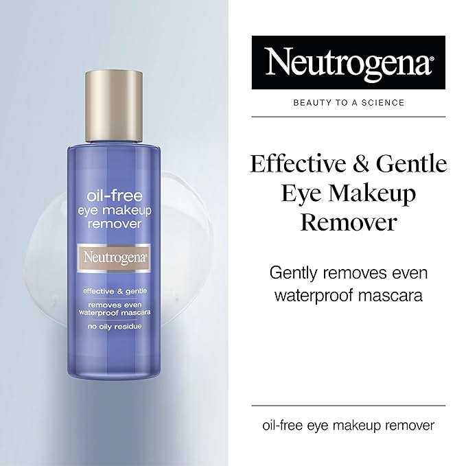 Neutrogena Oil-Free Eye Makeup Remover & Cleanser, Gentle & Non-Greasy Makeup Remover for Waterproof Mascara, 8 fl. Oz, 2 Pack