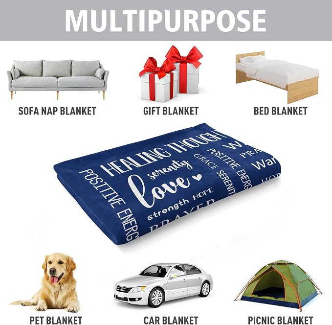 Warm Hugs Healing Blanket, Get Well Gifts for Women Men | Cancer Care, Get Well Soon Gift for Women Friend, Sympathy Inspirational Blanket, Soft Comfort Throw Blankets 50"x 60"