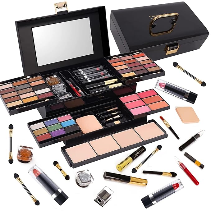 58 colors Professional Makeup Kit for Women, All In One Full Makeup Gift Set for Women Girls Beginner with Eye Shadow Blush, Lipstick, Compact Powder, Mascara, Eyeliner, Lip Liner, Eyebrow Pencil,