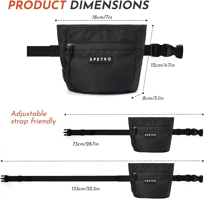 Dog Treat Pouch with Training Clicker, Treat Bag Fanny Pack with Magnetic and Zipper Closure Waterproof and Durable Treat Pouches for Pet Training Walking (Gray)