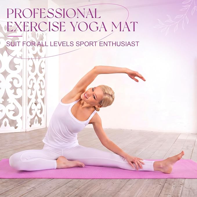 3 mm Thin Yoga Mats Bulk, Lightweight PVC Exercise Mats Non Slip Workout Fitness Pads for Yoga Pilates Stretching Classes Gym Home Studio, Easy to Clean