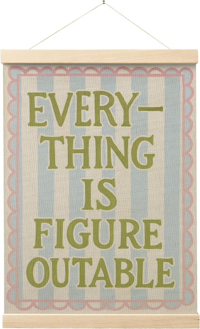 FGFK Everything Is Figureoutable Wall Art Poster Hanger Frame, Motivational Office Decor, Dopamine Positive Affirmations Canvas Prints Framed Wall Decor for Girls Bedroom College Dorm, 12x16 Inch