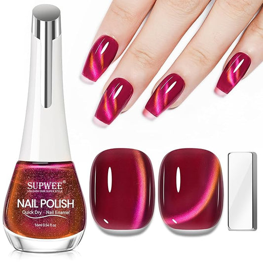 Quick Dry Magnetic Nail Polish,Cat Eye Nail Polish Non Gel with Magnet Cateye Fingernail Lacquer Air Fast Drying Manicure Gift For Women Girls 16ml/0.54 oz