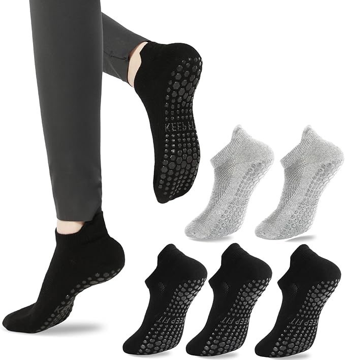 loudashuaiqi Grip Pilates Socks Non Slip Athletic Yoga Socks with Grips for Women Grippy socks for Hospital Workout Barre