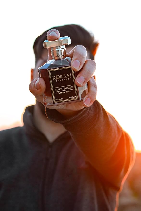 KORBAJ PARFUMS Toxic Desire - Arabian Perfume for Women and Men, EDP Mens Cologne with Cognac Oil, Oak Absolute, Cinnamon Essence, Tonka Bean - Sandalwood, Praline - Vanilla Perfume 100ml