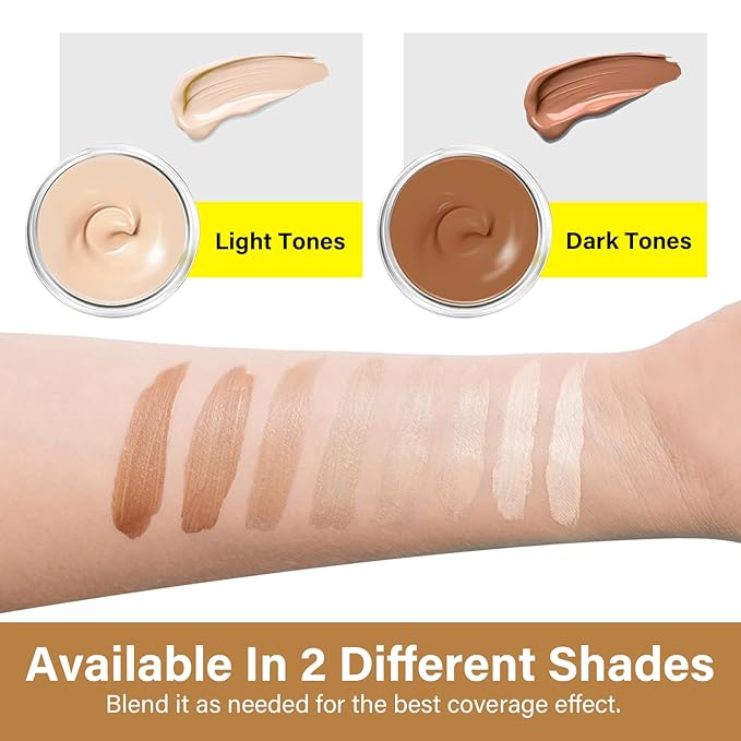 Tattoo Cover Up Makeup Waterproof, 2-Shade Professional Concealer Kit for Tattoos, Scars & Skin Imperfections, Full Coverage Camouflage Cream, Sweat & Transfer Resistant