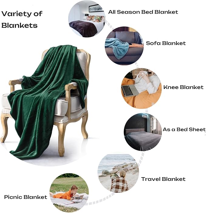 Forest Green Fleece Plush Throw Blanket 50"x60"for Couch Fuzzy Cozy Flannel | Super Soft Lightweight Microfiber Blanket for Sofa Bed bedroom Home Decor All Season,Birthday Gifts for Women Mom Adult