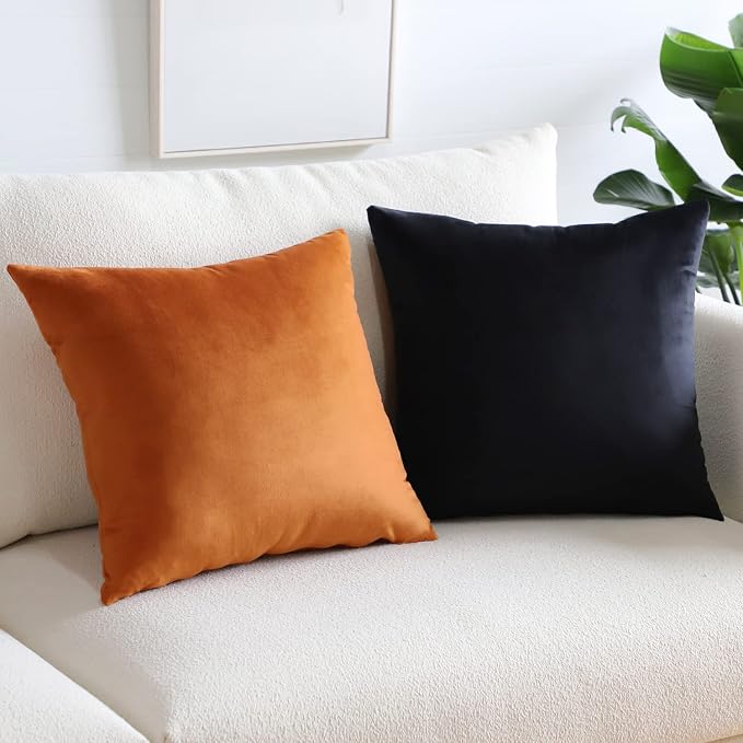 Artscope Luxury Velvet Pillow Covers Super Soft Decorative Square Throw Pillow Covers Case Cushion Covers for Sofa Couch Bedroom Car Decor 20x20 Inch Black