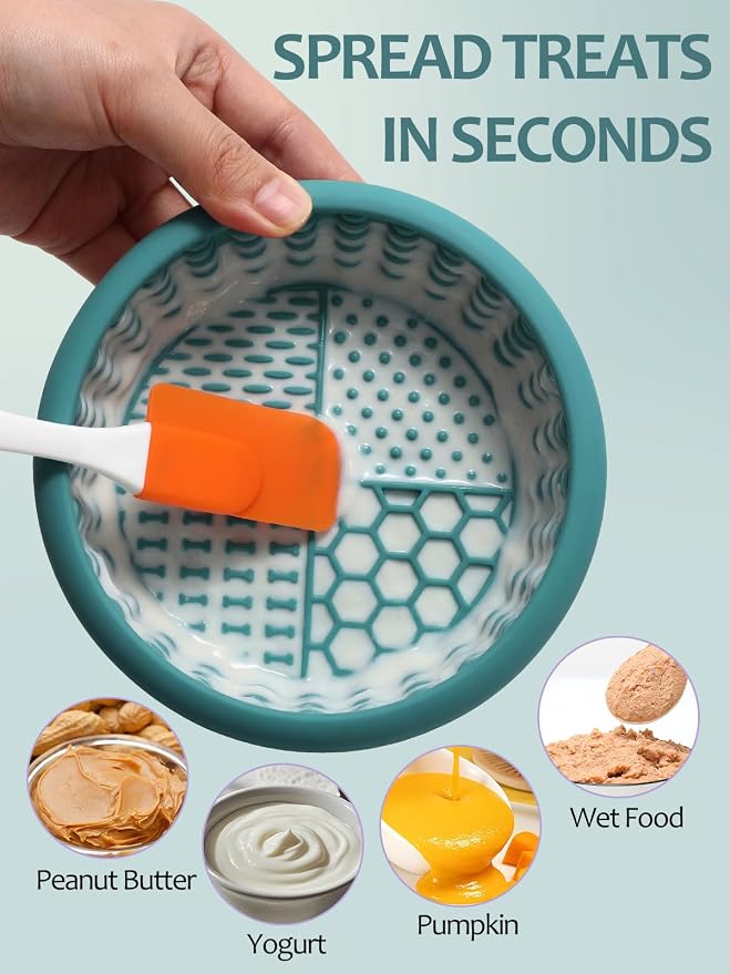 Dog Lick Bowl for Large Dogs, Lick Mat, Slow Feeder Lick Bowl with Brush and Scraper,Strong Suction, Freeze Licking Bowl for Anxiety Relief, Enrichment & Distraction, Dishwasher Safe 7.6 * 3.5 inch
