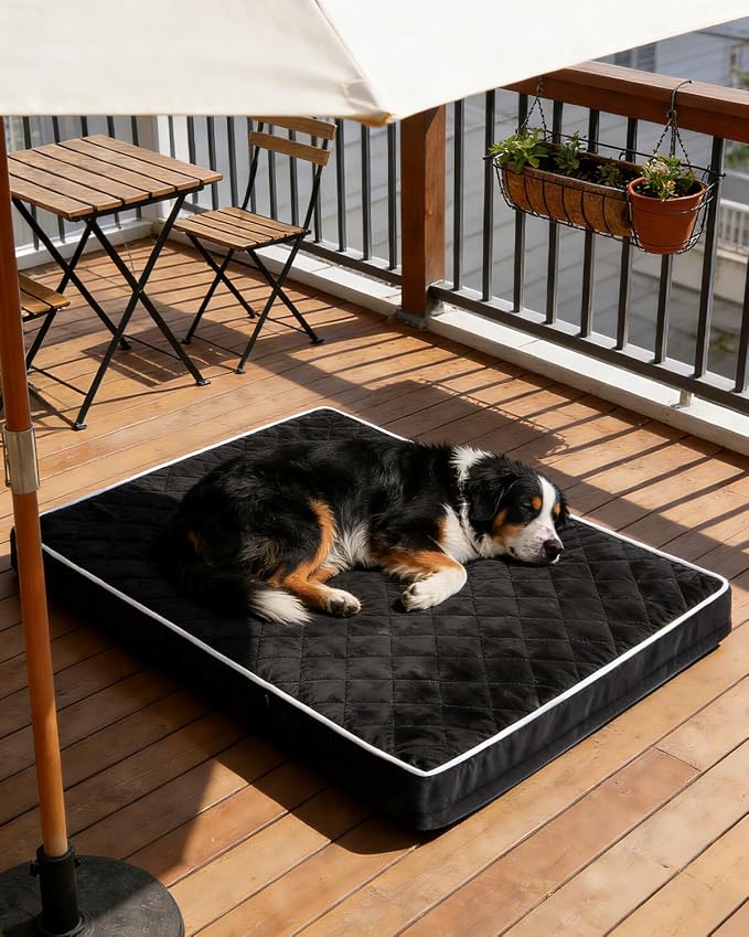 NUPIDA Orthopedic XXL Dog Beds for Crate with Washable Cover, 47x29, Black | Egg-Crate Foam, Cozy Velvet Pet Mattress, TPU Waterproof Layer, Comfy Support, Anti-Slip Base Extra Large Breeds up to 90lbs