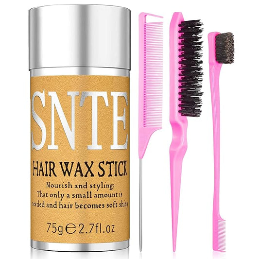 Hair Wax Stick Slick Back Hair Brush Set – Flyaway & Frizz Control for Sleek Ponytails, Buns, and Updos – Styling Accessories for Ballet, Dance Recitals, and Gifts