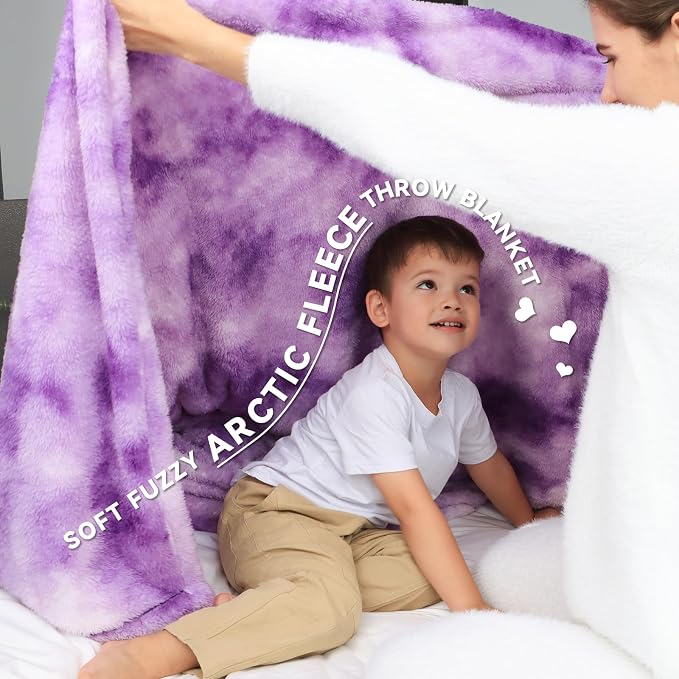 Fleece Blanket Purple Throw Blanket - 300GSM Throw Blanket for Couch, Sofa, Bed, Soft Lightweight Plush Cozy Microfiber Blankets & Throws