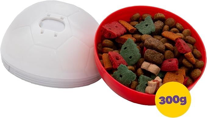 amicus - Crazy Ball Treat Dispenser, Smart Dog Treat Dispenser Ball - Pets Enrichment Toys - Dog Toys to Keep Them Busy - Slow Feeder - 300g/10.5 oz - Red/White