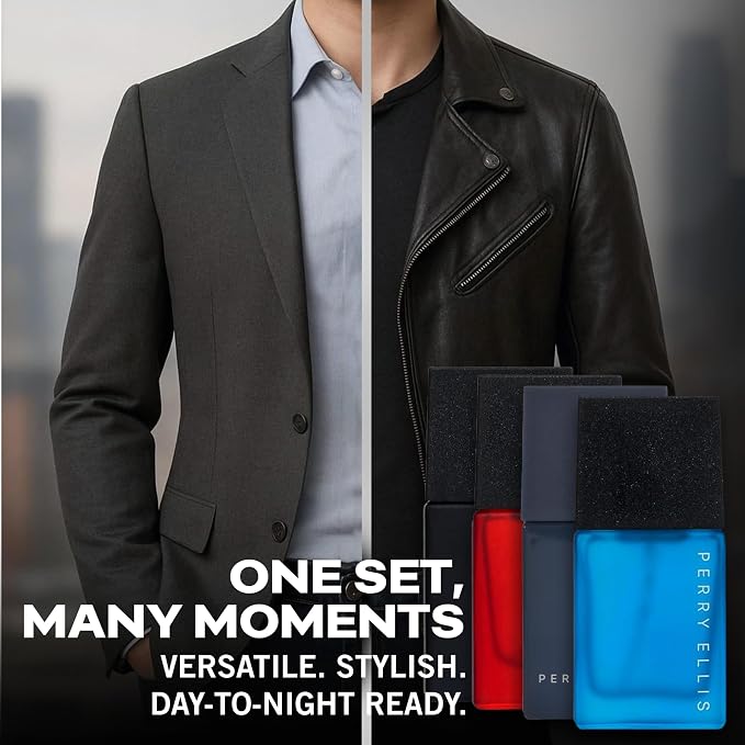 Perry Ellis Men's 4-Piece Mini Set - Cologne for Men, Mens Cologne Gift Sampler Set, EDT, Perfume Samples, Travel Size - Night Sky, Red Sky, Sky, Pure Blue - 0.25 fl oz (Pack of 4)