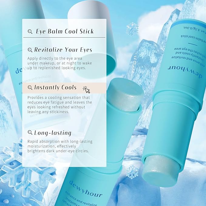 dewyhour Under Eye Balm Stick for Dark Circles and Puffiness - Cooling Moisturizing Eye Cream for Wrinkles & Under Eye Bags | Under Eye Treatment | Korean Skin Care