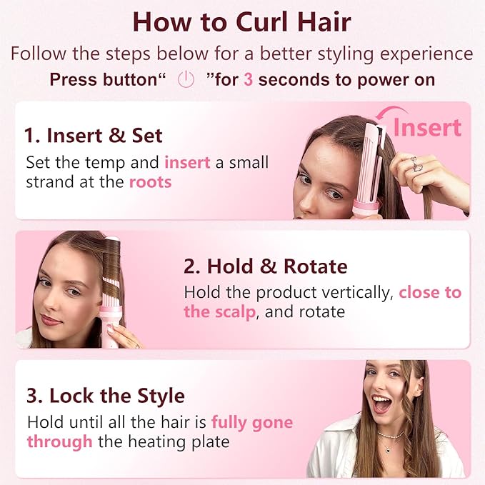 FORLIFA Pro 3-in-1 Auto Curling & Straightening Iron with AirBlow Tech for 72h Hold, Curling Wand with1.1billion Negative Ions, Triple Hair Protect & Burn-Free, Auto Shut-Off, Tangle-Free, HyperCurve