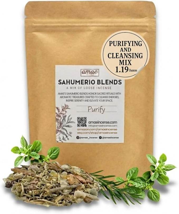 Purify Your Space Blend, Forest Scent, Menthol, Lemongrass, White Sage and Rosemary.- Natural Resin, Essences & Herbs Mix, 1.19 Ounces.