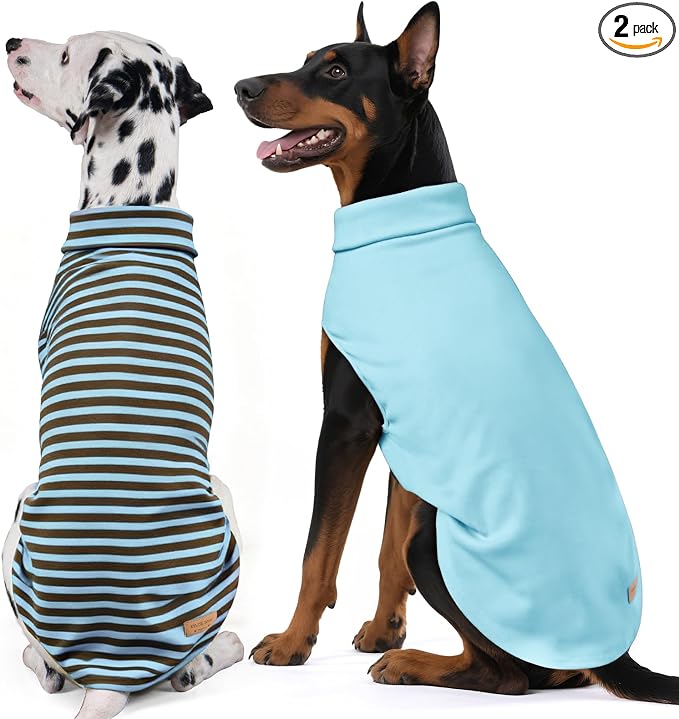 KYEESE 2Pack Dog Sweater for Large Dogs Soft Pet Coats Fleece Sweatshirt | Warm Turtleneck Dog Pullover Clothes, 4-Way Stretch & Lightweight Vest, Doggie Coat in Cold Weather, Daily Wear