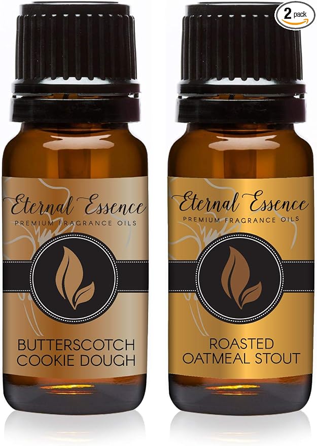 Eternal Essence Oils 2 Pack 10ml Premium Fragrance Oil - Roasted Oatmeal Stout & Butterscotch Cookie Dough - for Candle, Soap Making, Aromatherapy, Diffusers, Home Care, & Humidifiers