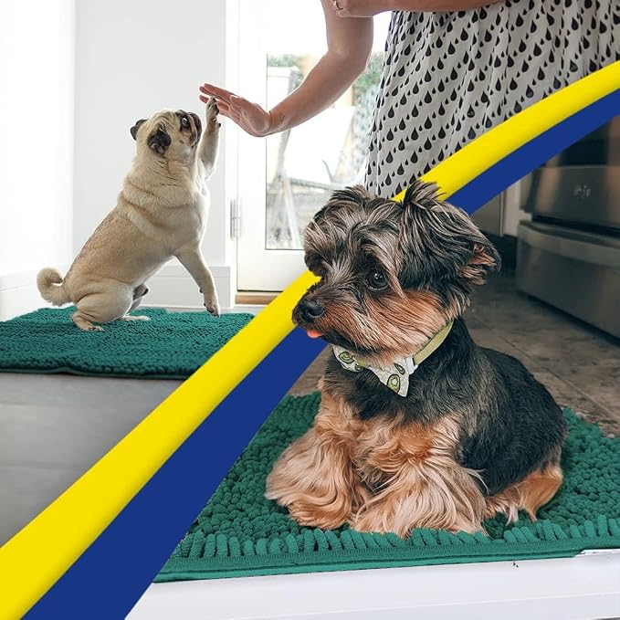 Muddy Mat® | Super Water Absorbent Door Mat Indoor, Microfiber Quick Dry Chenille Entryway Rug, Slip Resistant Front Door Mat, Indoor Mats for Entryway, Machine Washable Pet Rug, Slate Blue 18" x 28"